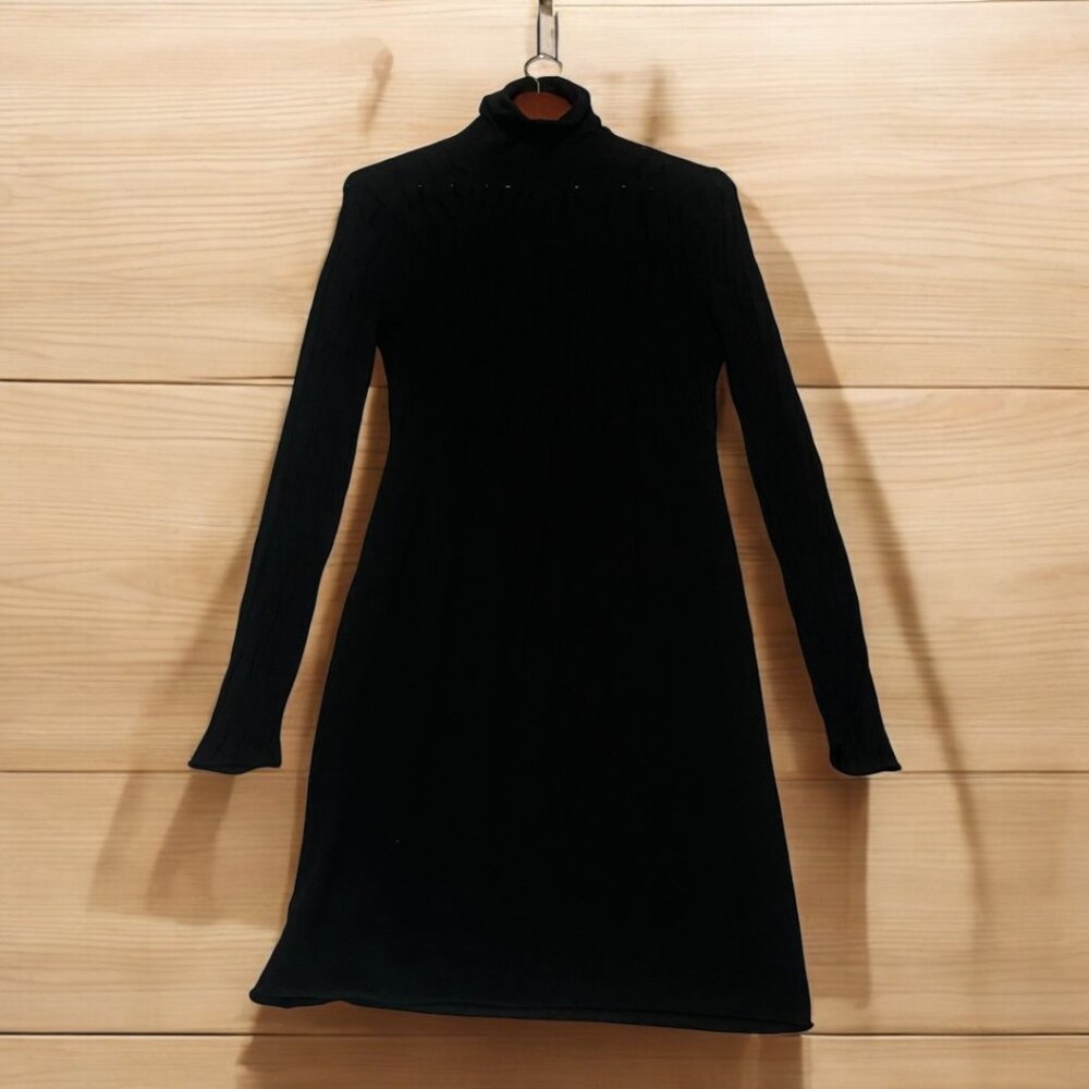 Marciano Black Cozy Dress with Long Sleeves and Turtleneck, Cashmere feel